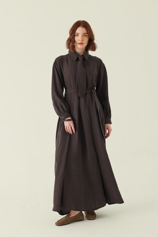 Maxikleid mit Krawattendetail aus Lyocell