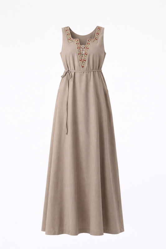 Turkic Anatolia Maxikleid aus Leinengemisch
