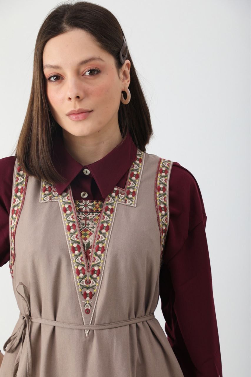 Turkic Anatolia Maxikleid aus Leinengemisch