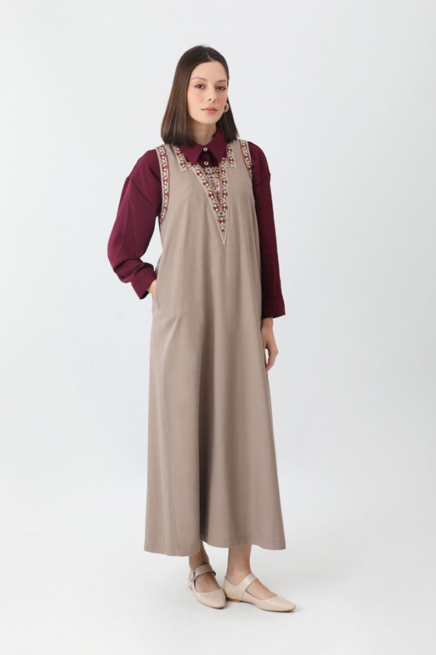 Turkic Anatolia Maxikleid aus Leinengemisch