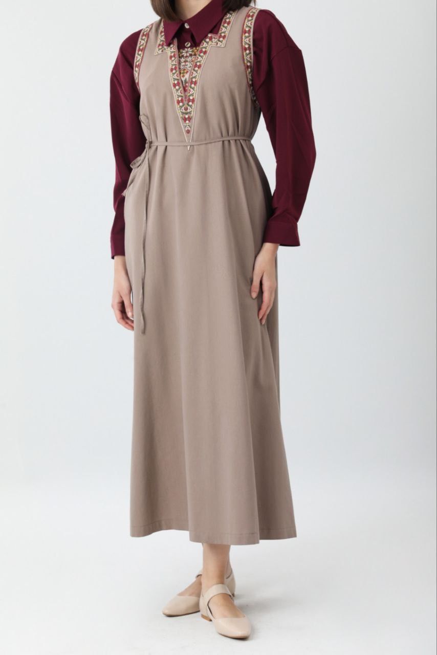 Turkic Anatolia Maxikleid aus Leinengemisch