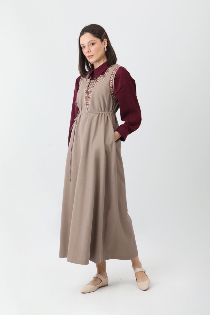 Turkic Anatolia Maxikleid aus Leinengemisch