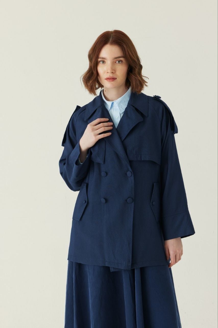 Zahra kurzer Trenchcoat aus Viskosemischung