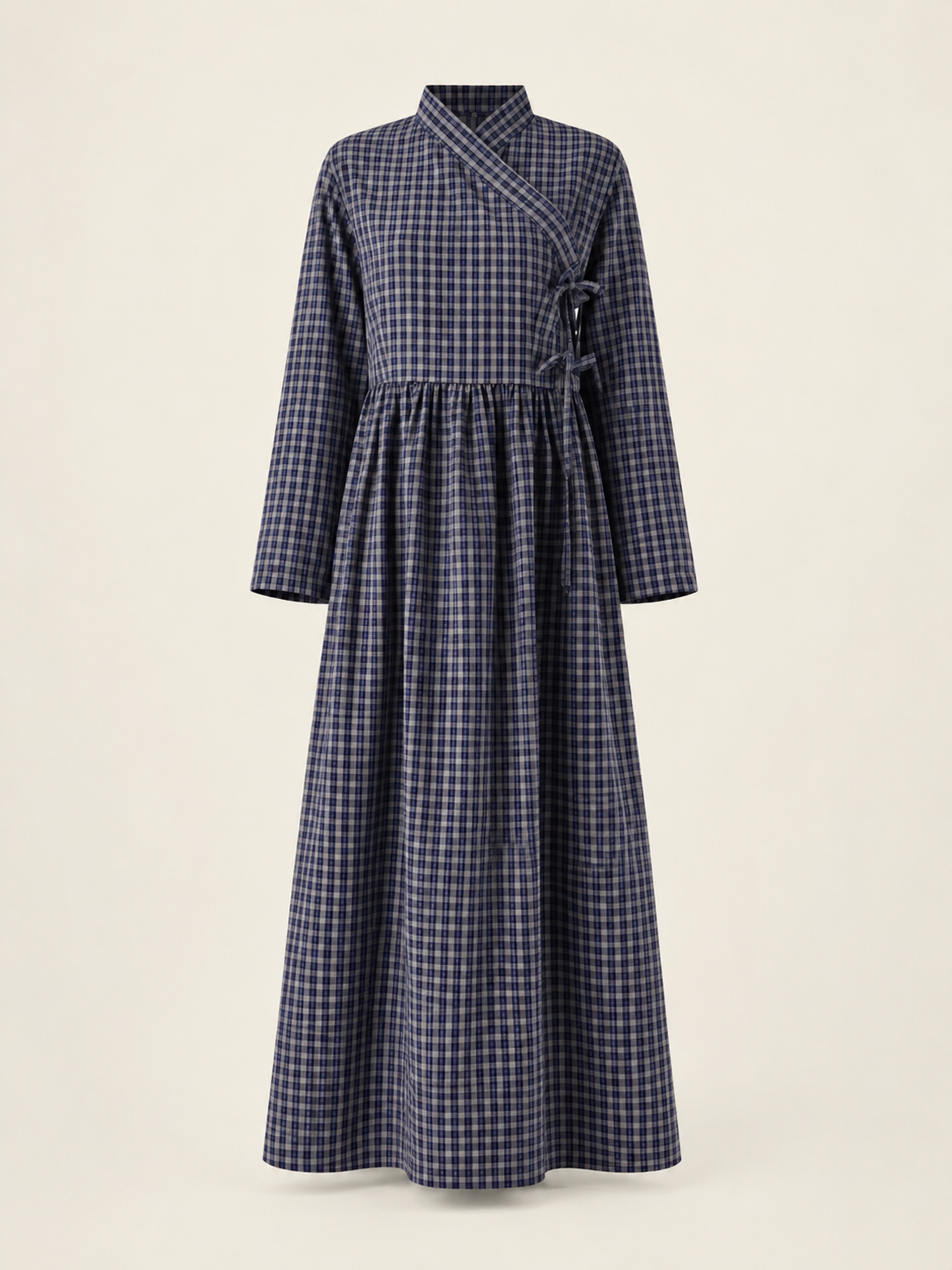 Kariertes Kleid aus Baumwollmischung in Blau