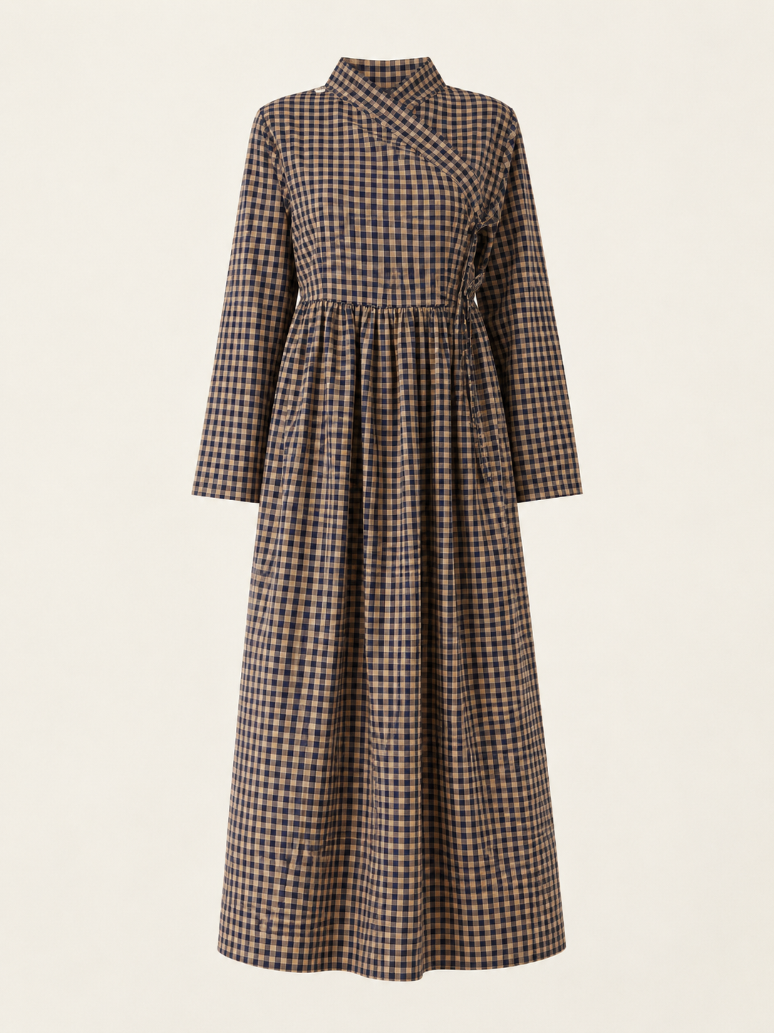 Kariertes Kleid aus Baumwollmischung in Braun