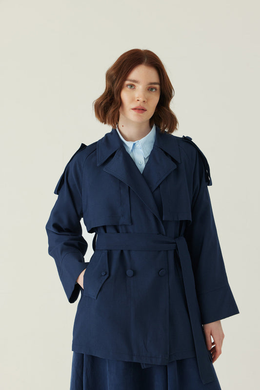 Zahra kurzer Trenchcoat aus Viskosemischung