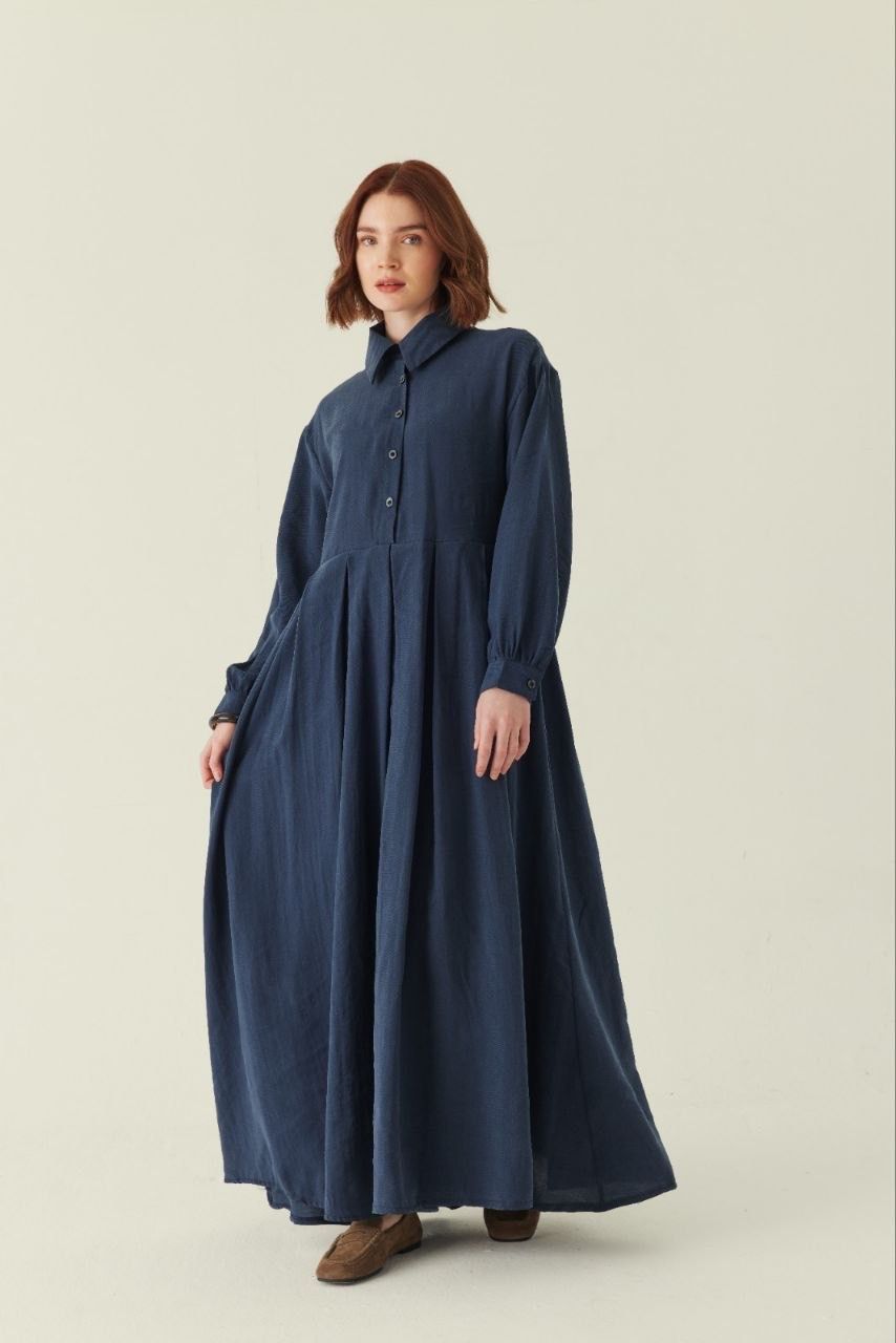 Maxikleid mit Krawattendetail aus Lyocell in Braun