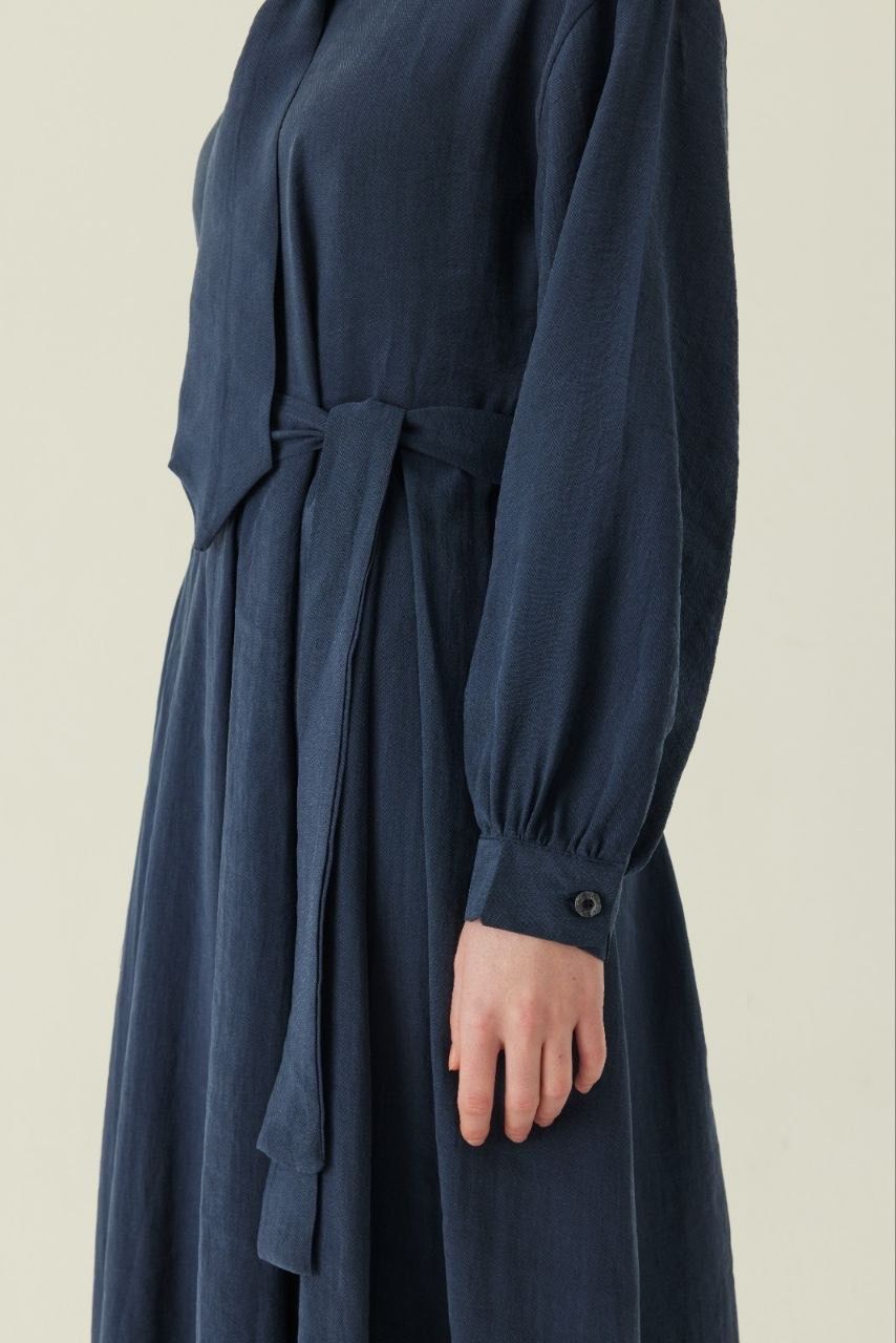 Maxikleid mit Krawattendetail aus Lyocell in Braun