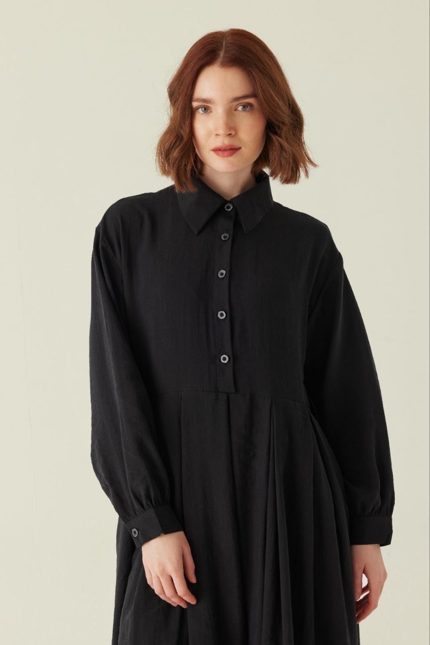 Maxikleid mit Krawattendetail aus Lyocell in Braun
