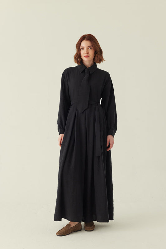 Maxikleid mit Krawattendetail aus Lyocell