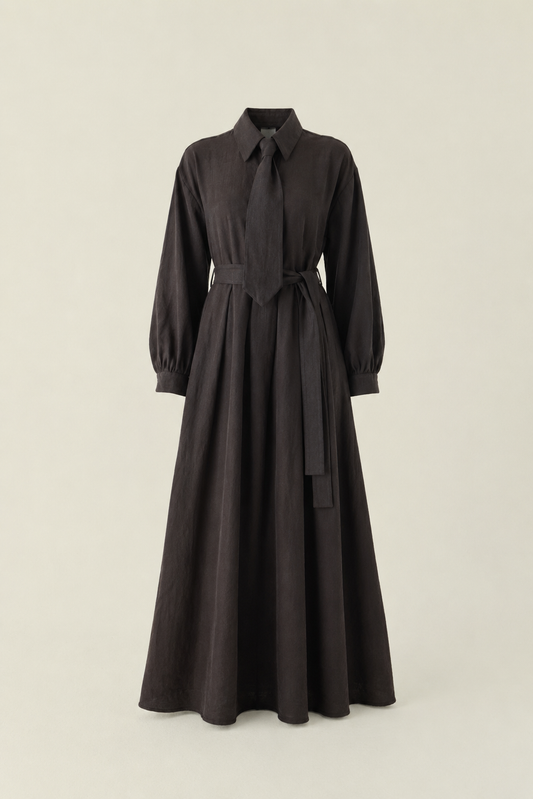 Maxikleid mit Krawattendetail aus Lyocell