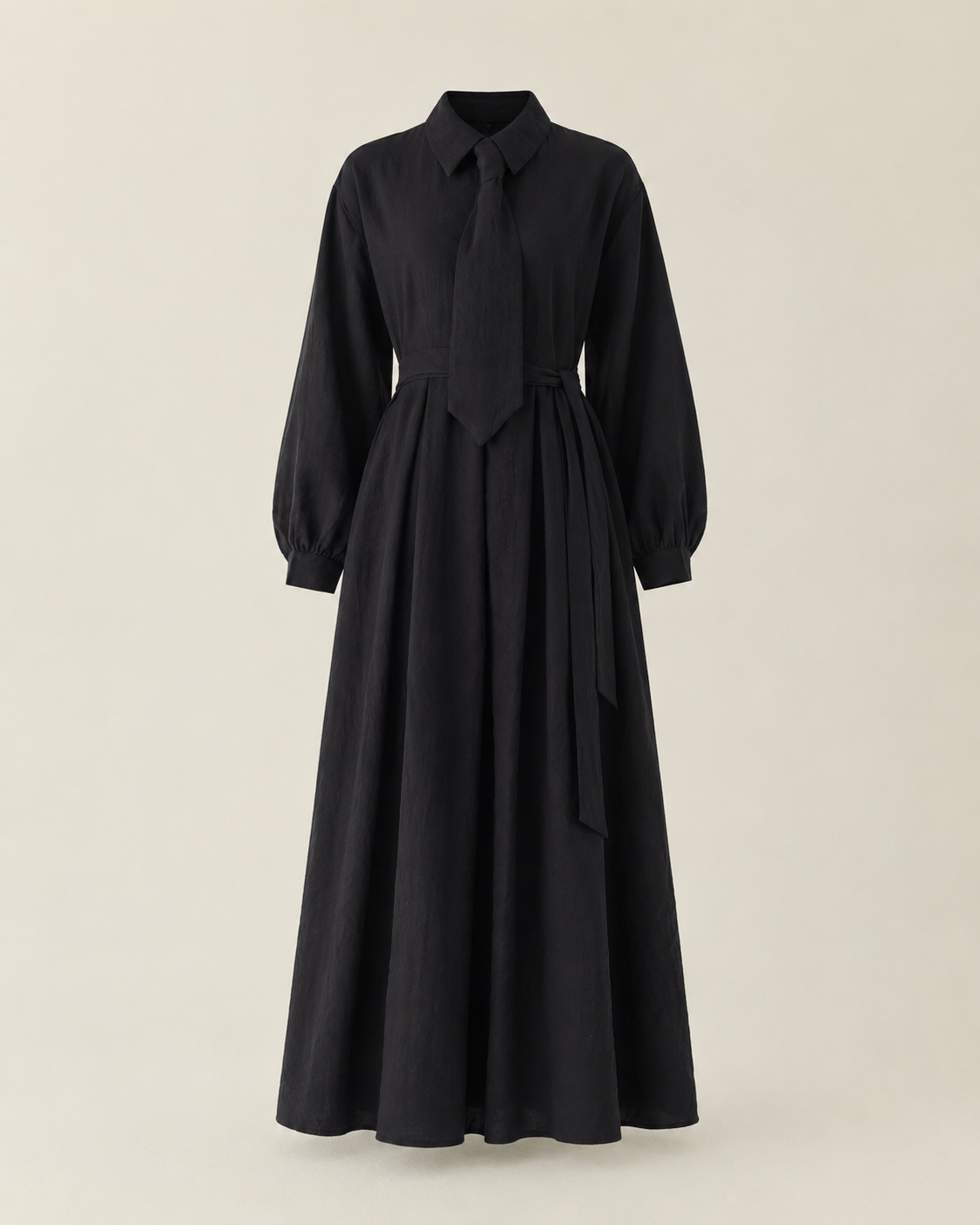 Maxikleid mit Krawattendetail aus Lyocell in Braun